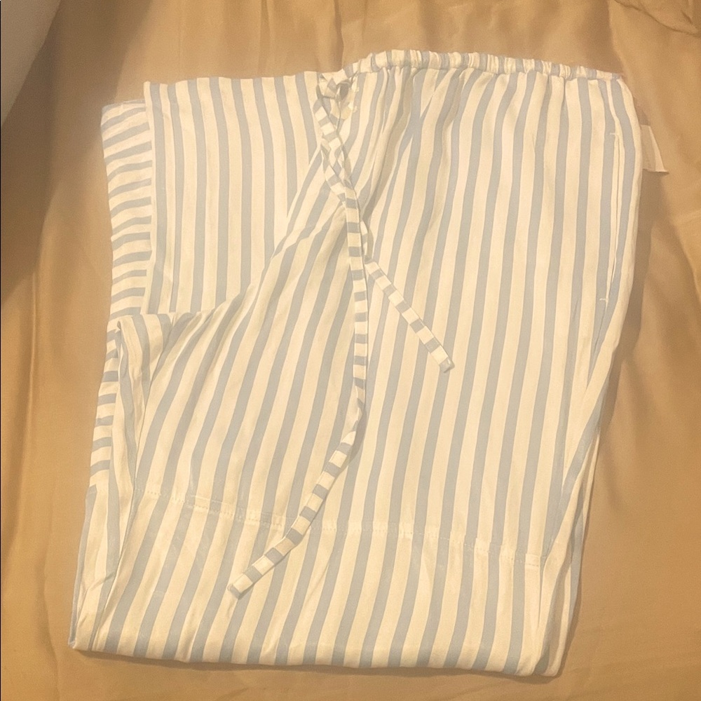 Maeve Light Blue and White Striped Lounge Pants